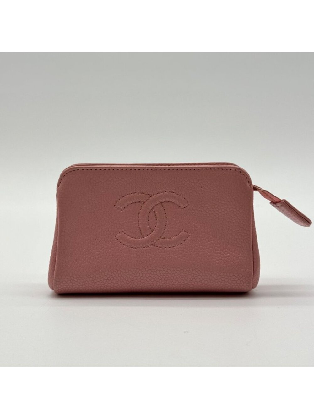 Chanel Large Pouch CC Logo Pink Leather Gold